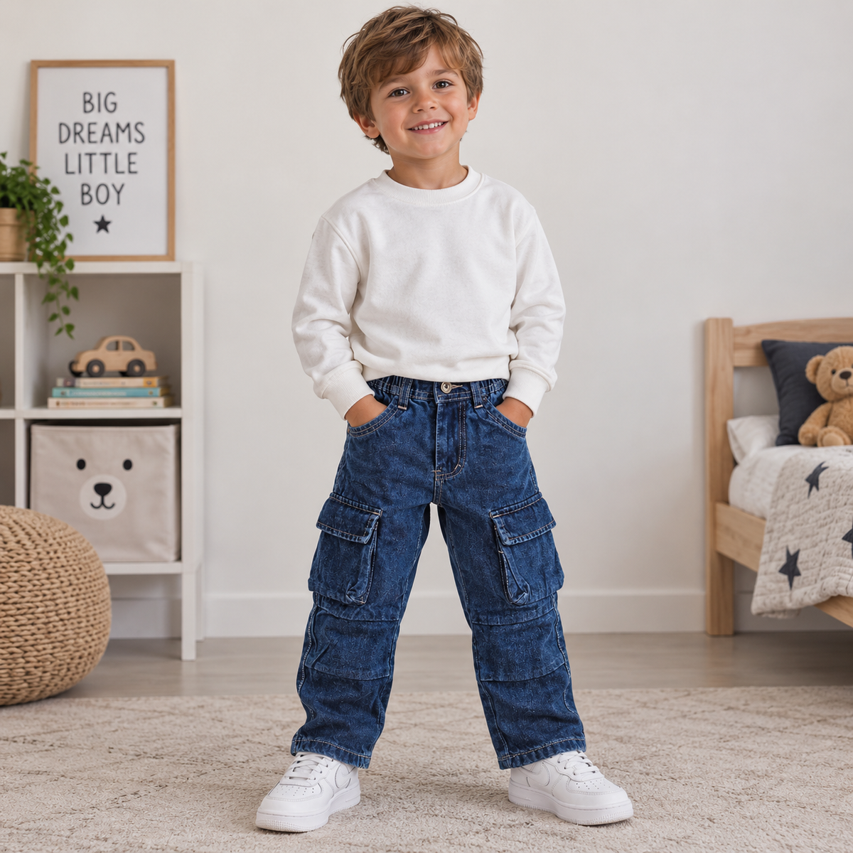 Jeans Cargo Bambino con Maxi Tasche