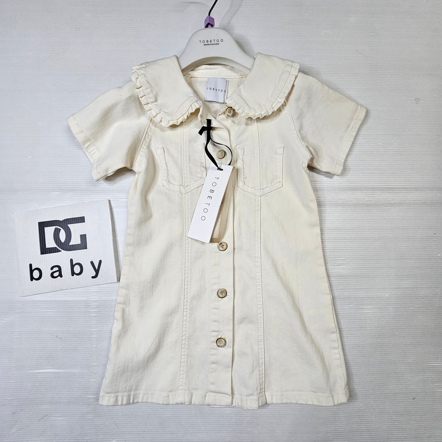 Vestito bambina panna con colletto e bottoni – TOBETOO