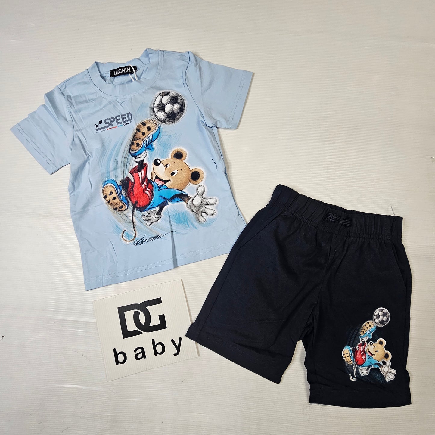 Completo bambino “Play Bear” t-shirt + bermuda cotone