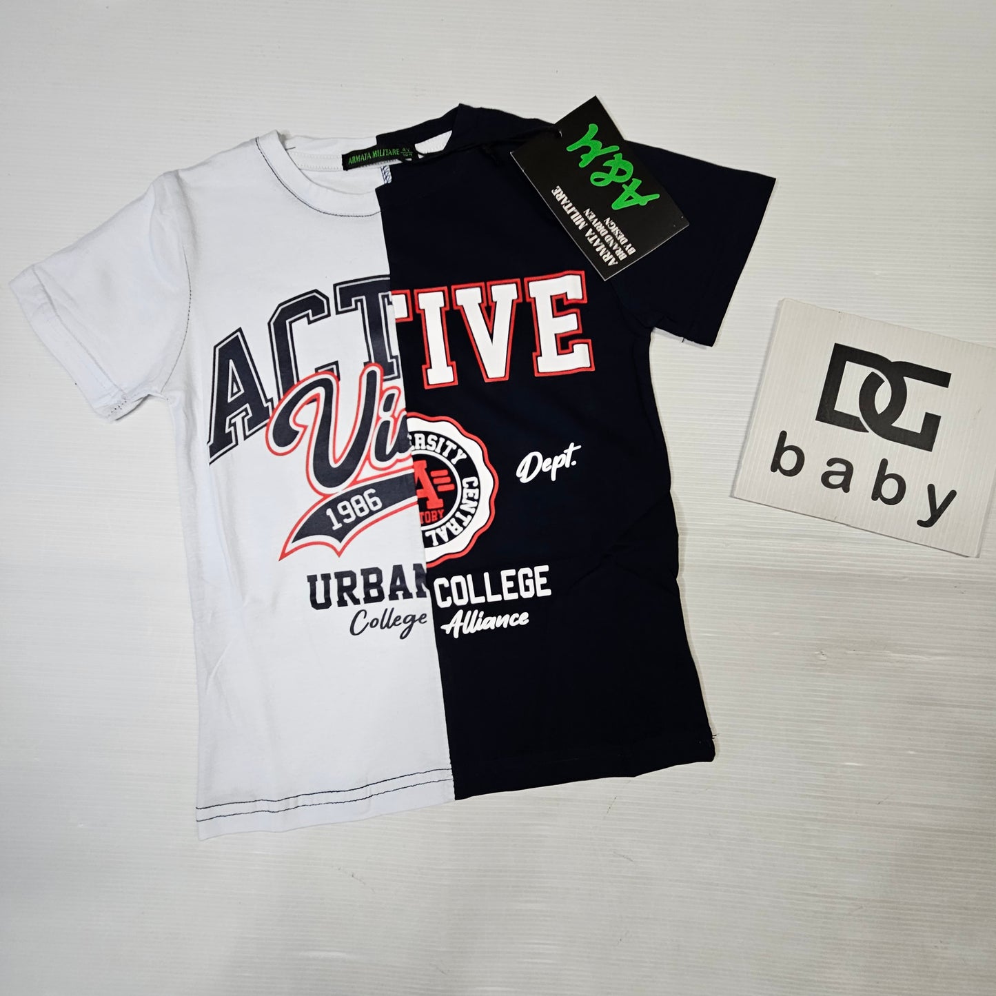 T-shirt bambino bicolore ACTIVE stampa college