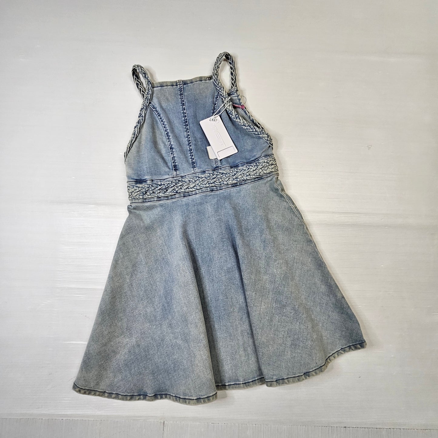Vestito bimba MET ME258 denim con spalline intrecciate