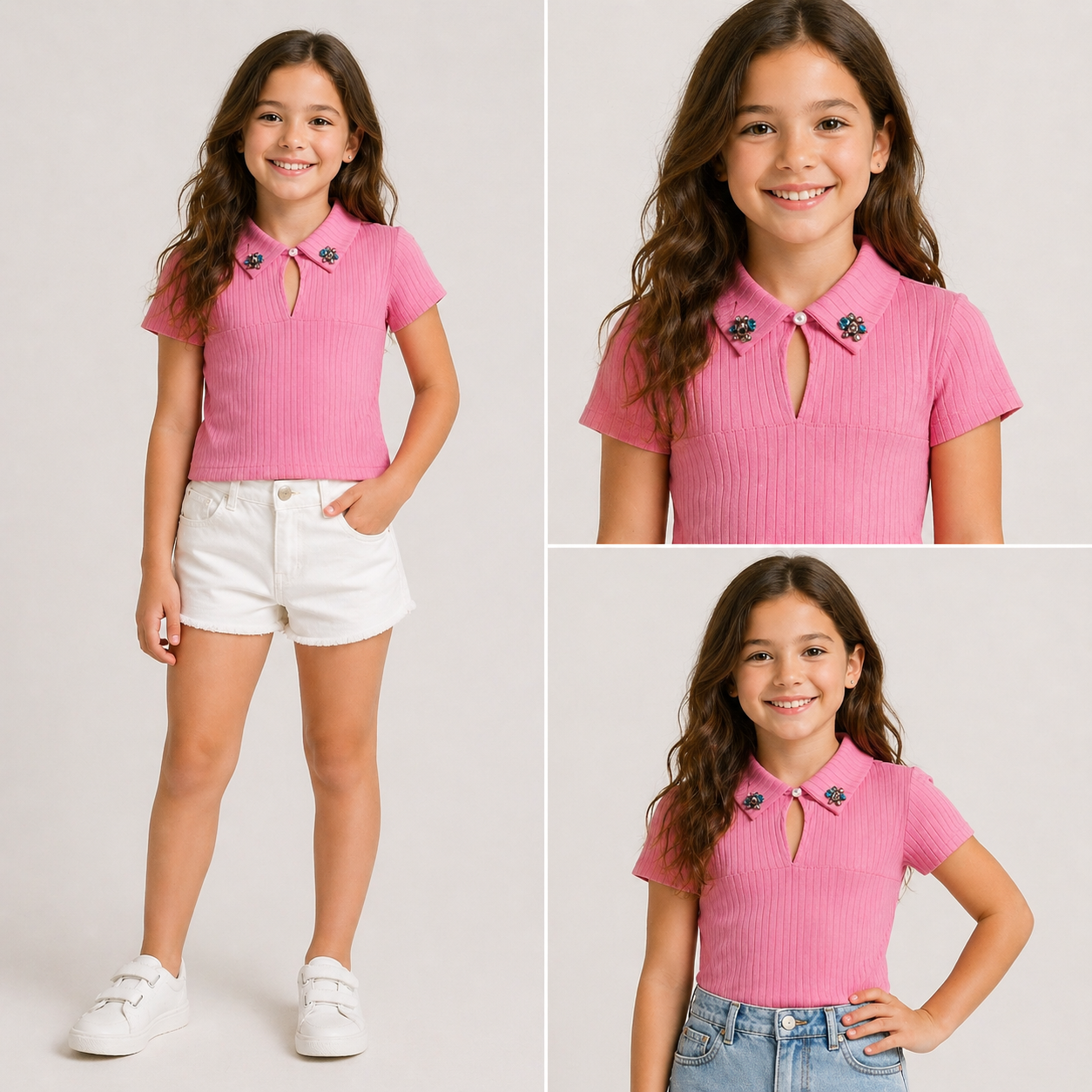T-shirt costine con colletto gioiello MET – Cod. ME2305