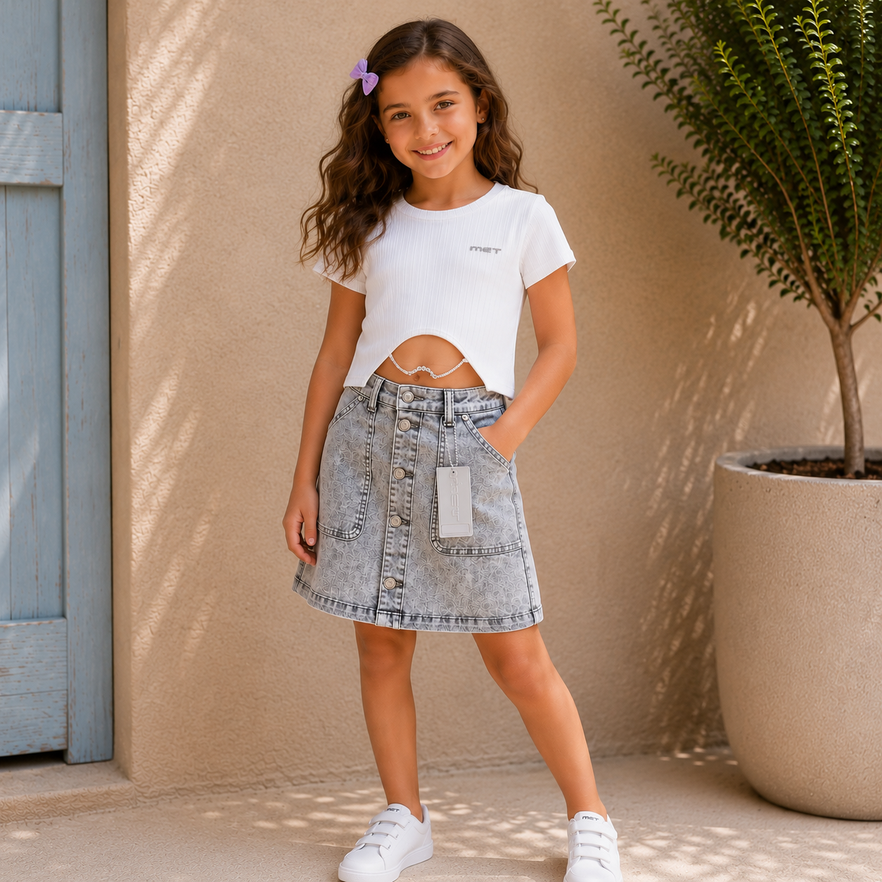 Completo Ragazza MET – T-shirt con Gonna in Denim