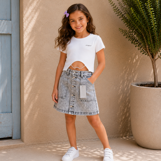 Completo Ragazza MET – T-shirt con Gonna in Denim