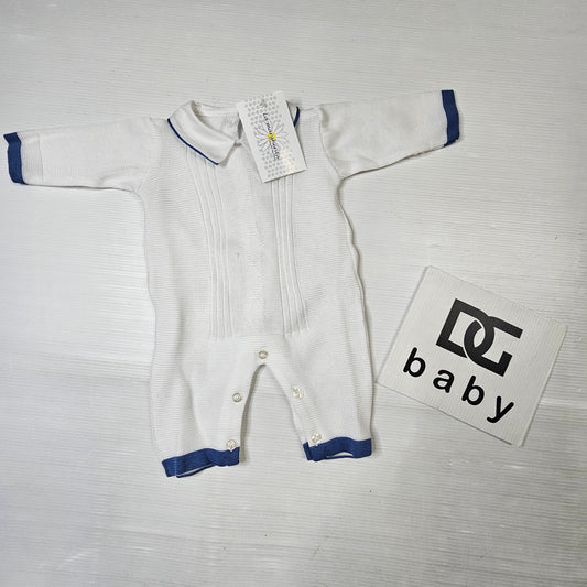 Tutina neonato in filo bianco/jeans – Art. M073 40 IE 👶💙