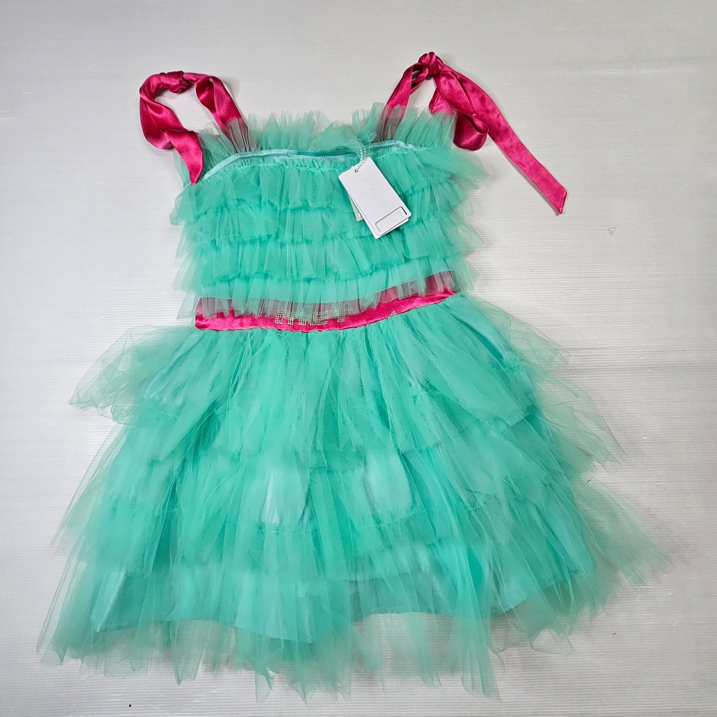 Vestito bimba MET 262 tulle rosa balze