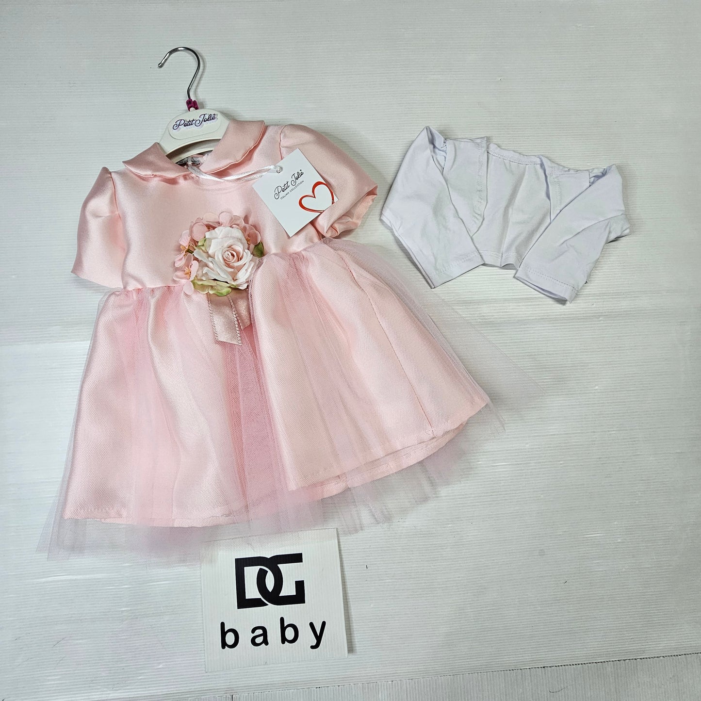 🌸 Abito Cerimonia Bimba P1027N “Rosa Incanto” con Coprispalle