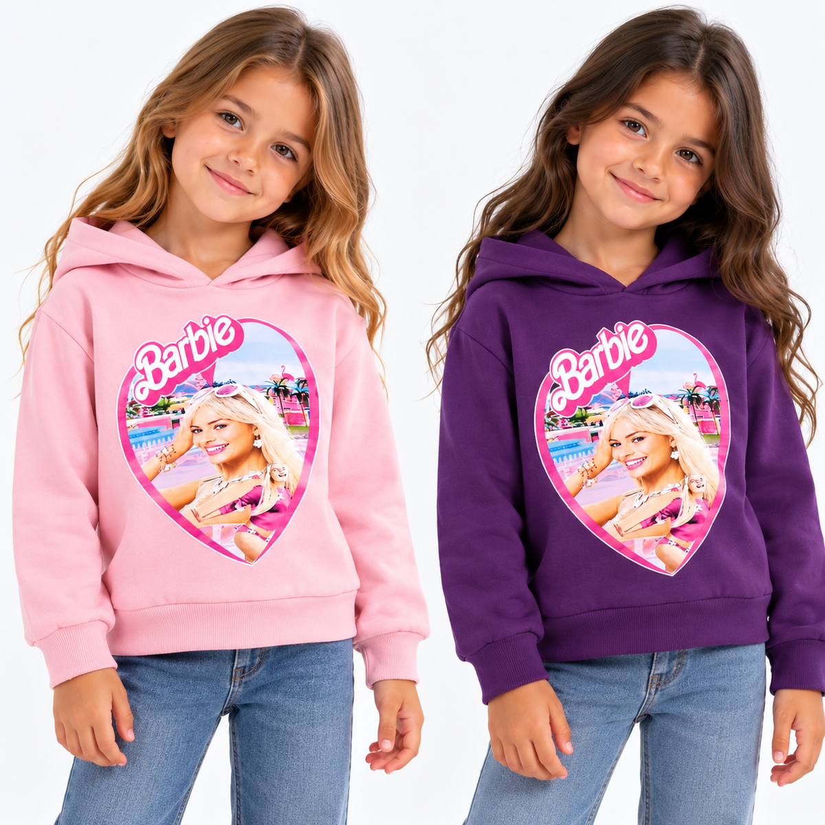 Felpa Bambina Barbie con Cappuccio