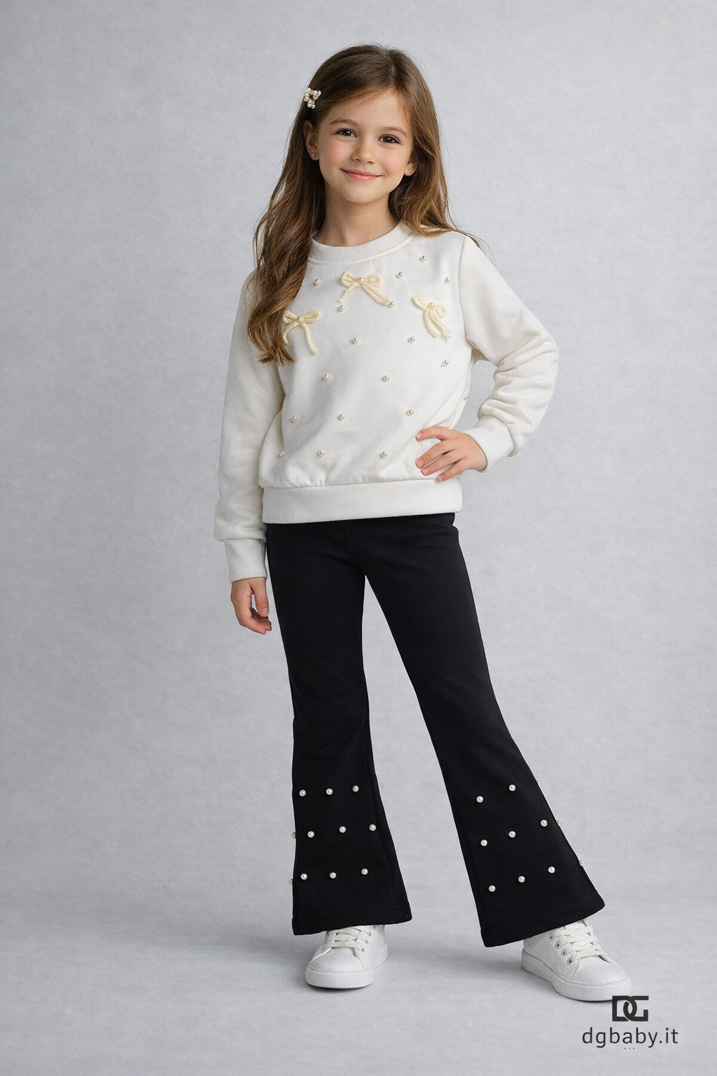 Completo “Perle & Fiocchi” maglia + pantalone svasato