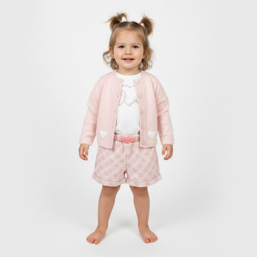 💙 Completo Bimba “Cuori Vichy” 3pz