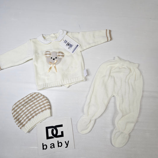 Completo Neonato Orsetto in Calda Maglia 3 Pezzi TL08