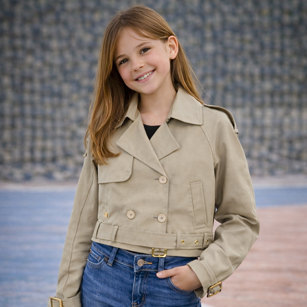 Giacca trench corta bambina Manila Grace “Urban Chic” con cintura