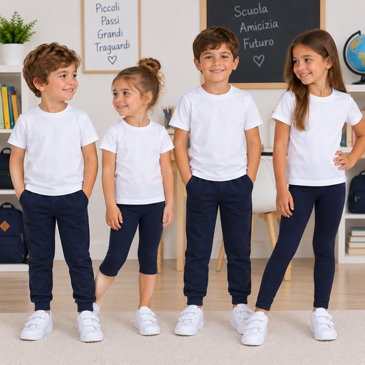 Maglia bambino/a unisex in cotone mezza manica