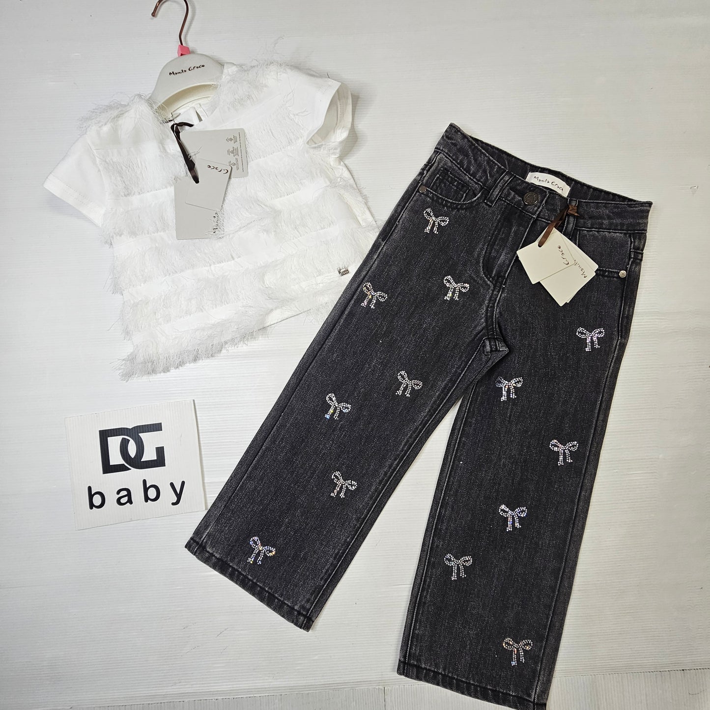 Completo Bambina Manila Grace – White Glam Denim