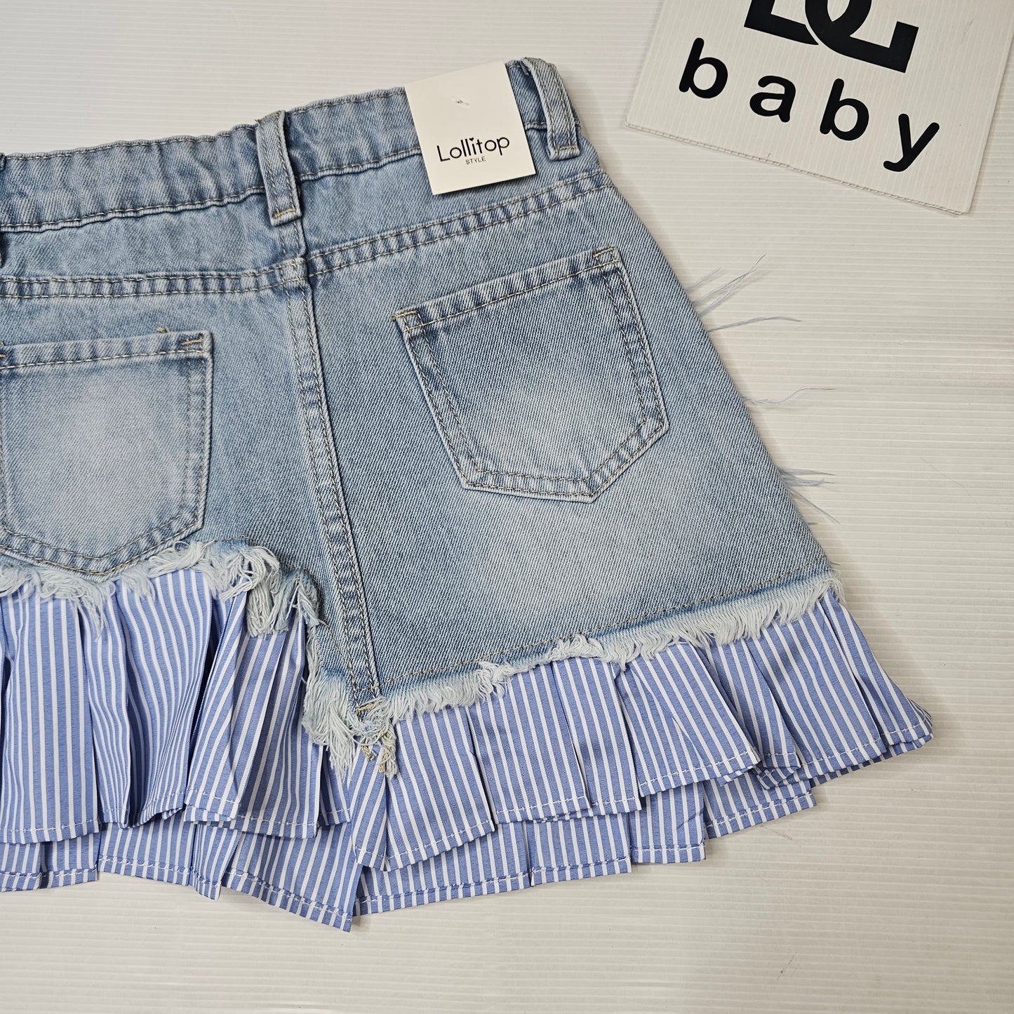 Gonna Jeans Bambina Lollitop con Cuore Gioiello e Balza
