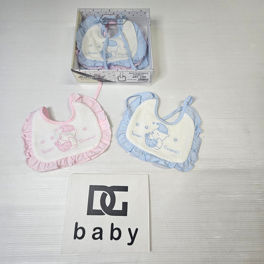 🧸👶 Bavetta Neonato Ricamata con Laccetti – Art. 1289