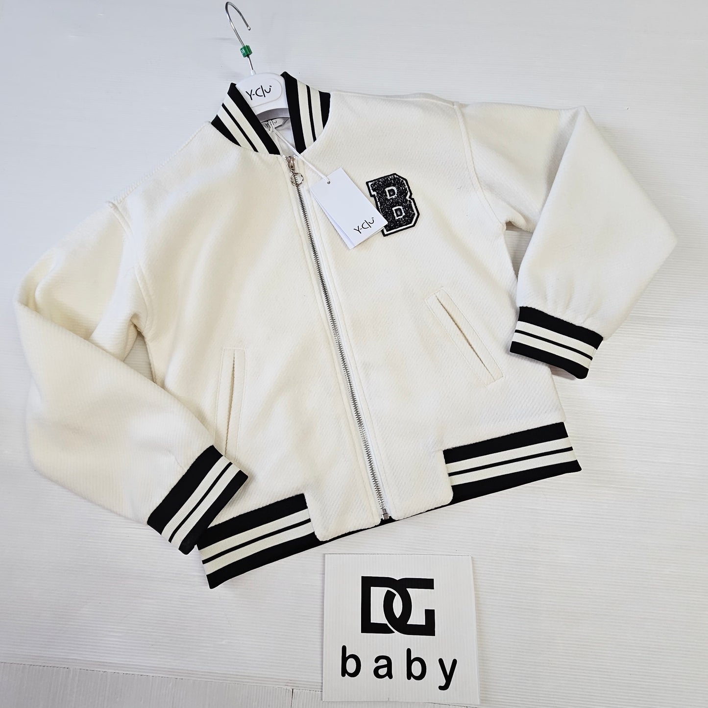 Giubbino bambina Y-CLÙ “College Chic” panna con zip