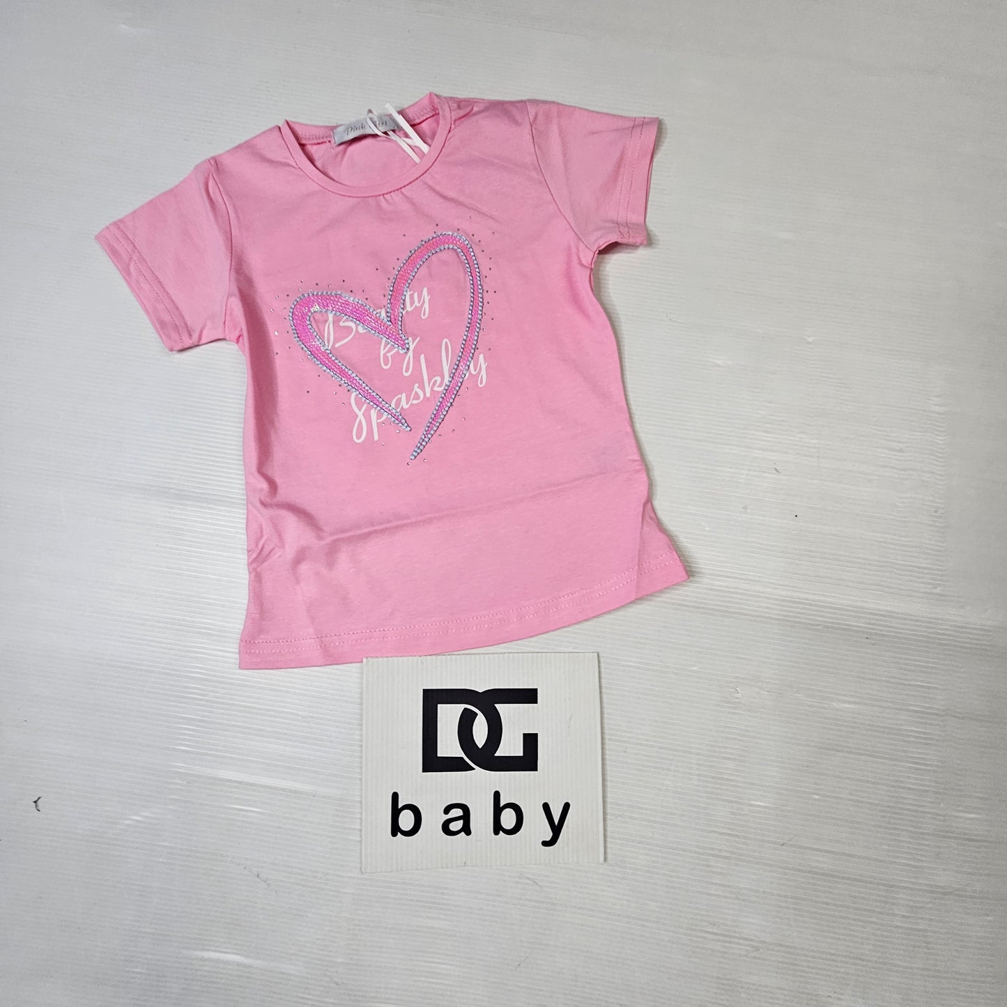 T-shirt bambina “Heart Sparkle” cotone con cuore glitter
