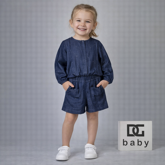 Completo bambina denim con giubbino e shorts – YCLU