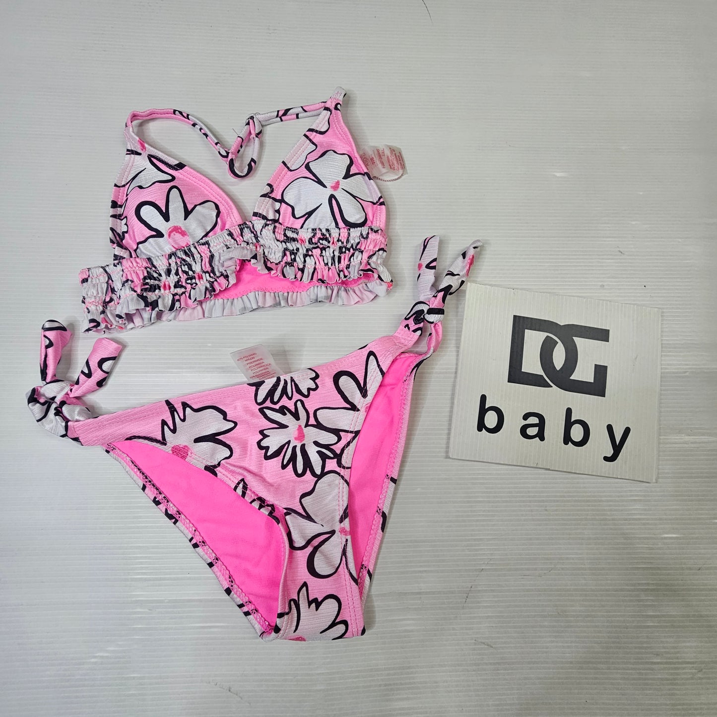 Costume Bikini Bambina Floreale Neon