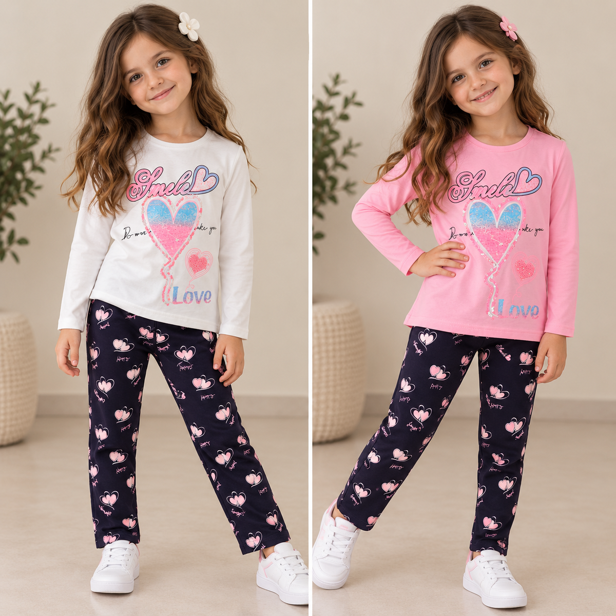 Completo Bambina Cuori 2 Pezzi