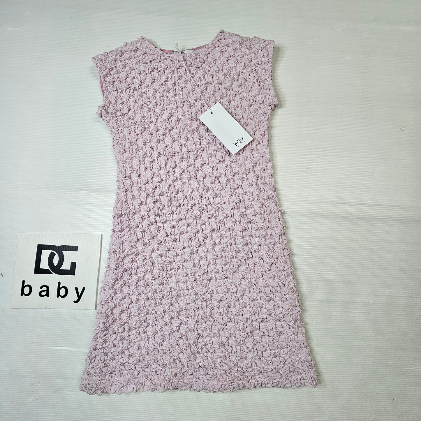 Vestito bambina Y-CLÙ “Soft Texture” in tessuto lavorato lilla AT 133AYFS25