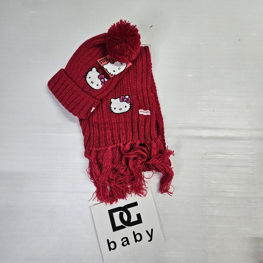 🧢🧣 Set Invernale Hello Kitty – Cappello con Pon Pon e Sciarpa