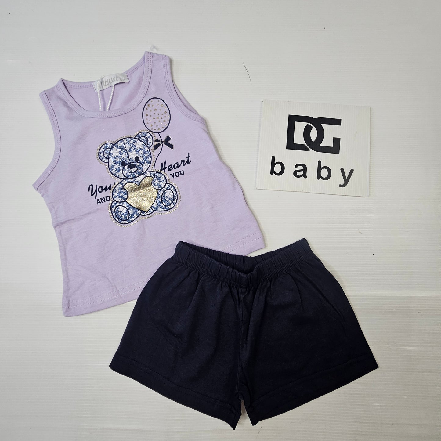Completo Neonata Orsetto Heart con Shorts