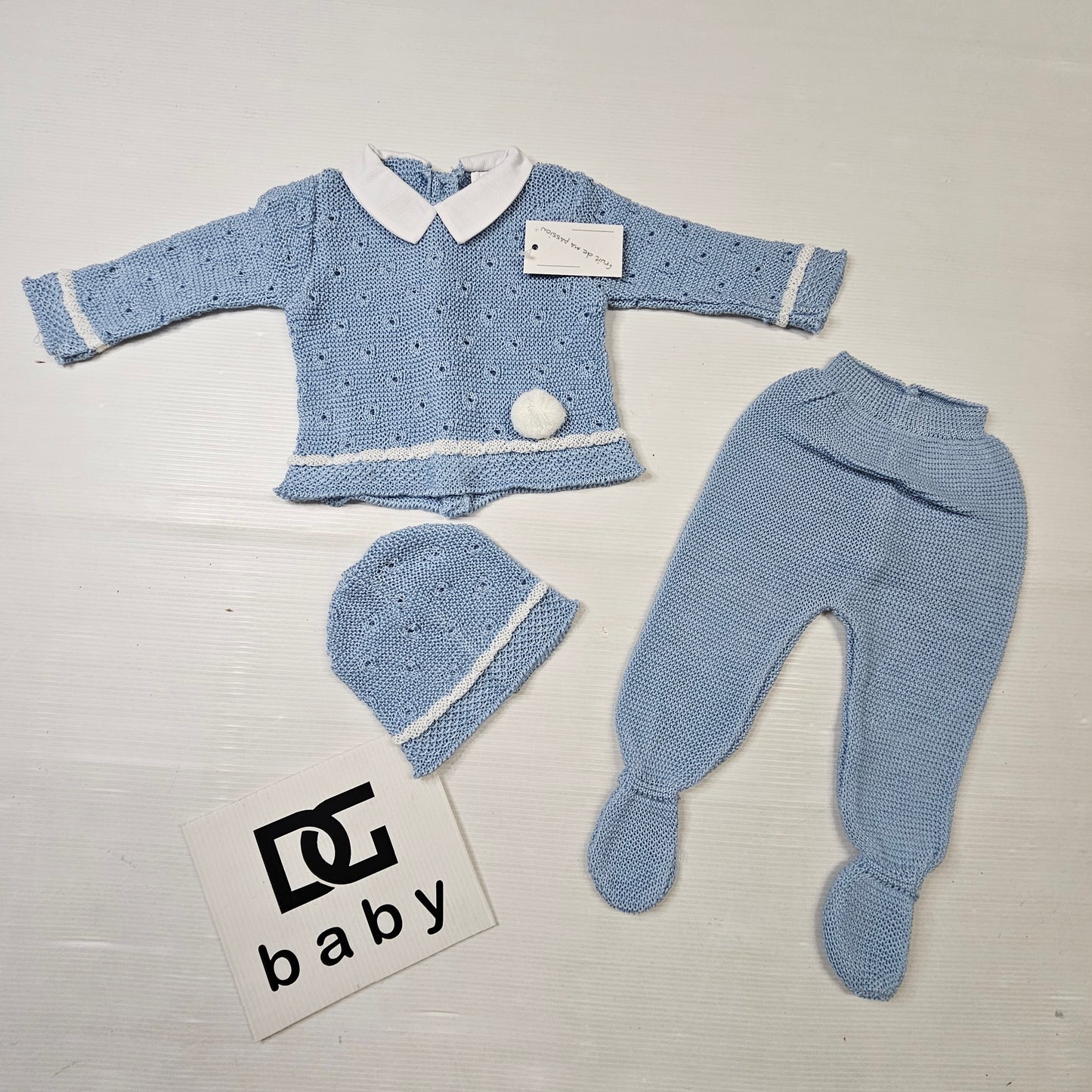 Completo Prima Nascita in Filo BOY – 3 Pezzi 🍼💙