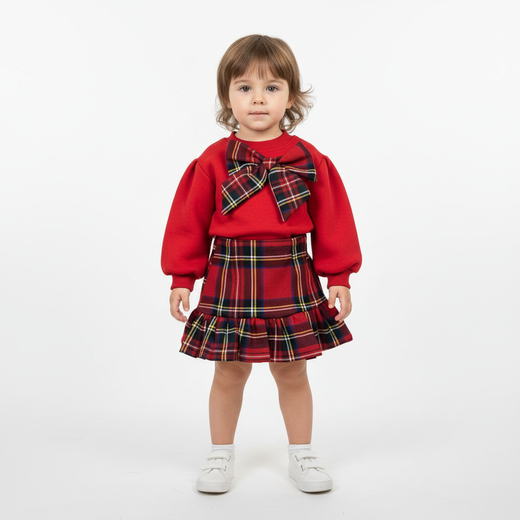 Completo Bimba “Fiocco Scozzese Rouge” ❤️🎀