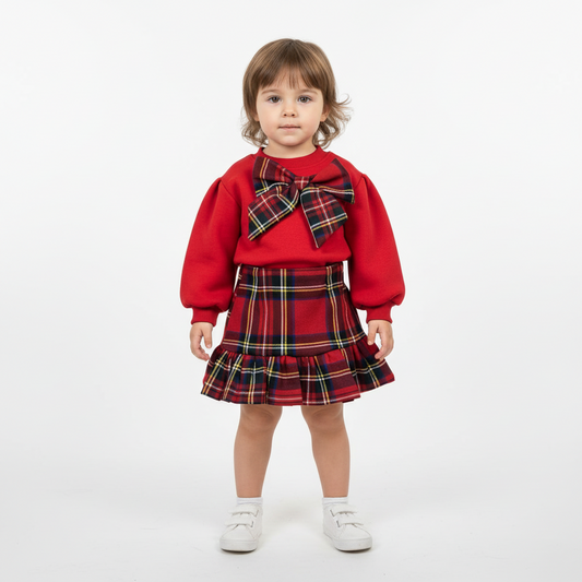 Completo Bimba “Fiocco Scozzese Rouge” ❤️🎀