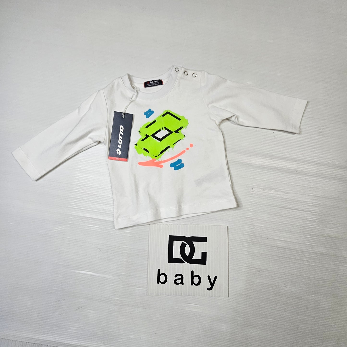 Maglia neonato in cotone bianco con stampa logo – LOTTO