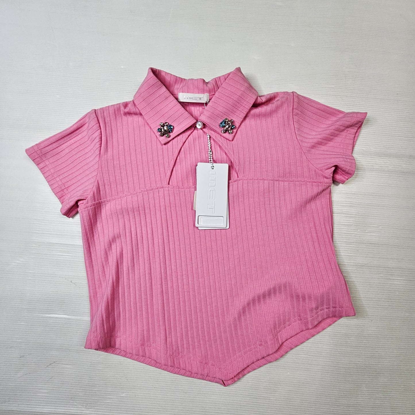T-shirt costine con colletto gioiello MET – Cod. ME2305