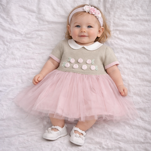 👗 Vestina Neonata Tulle Fiorellini NG2042