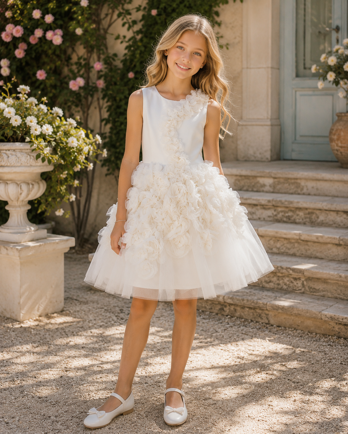 Abito Bambina Stefano Cavalleri con Applicazioni Floreali