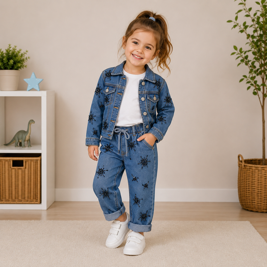 Completo Bambina Manila Grace – Giacca e Jeans Ricamati