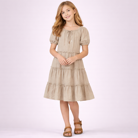 👗 Vestito Ragazza Beige Balze – MANILA GRACE (Art. MG2039)