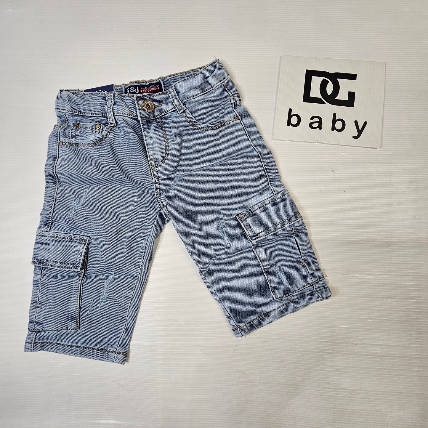 Bermuda bambino denim cargo con tasche laterali