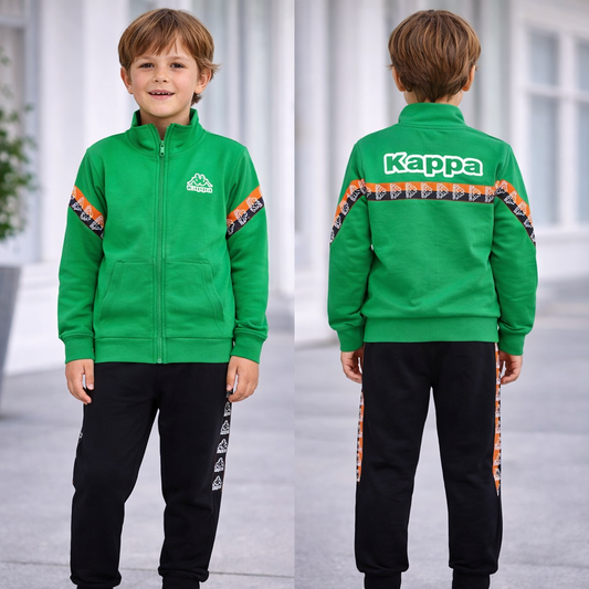 Tuta bambino Kappa “Street Tape” felpa zip + pantalone coordinato