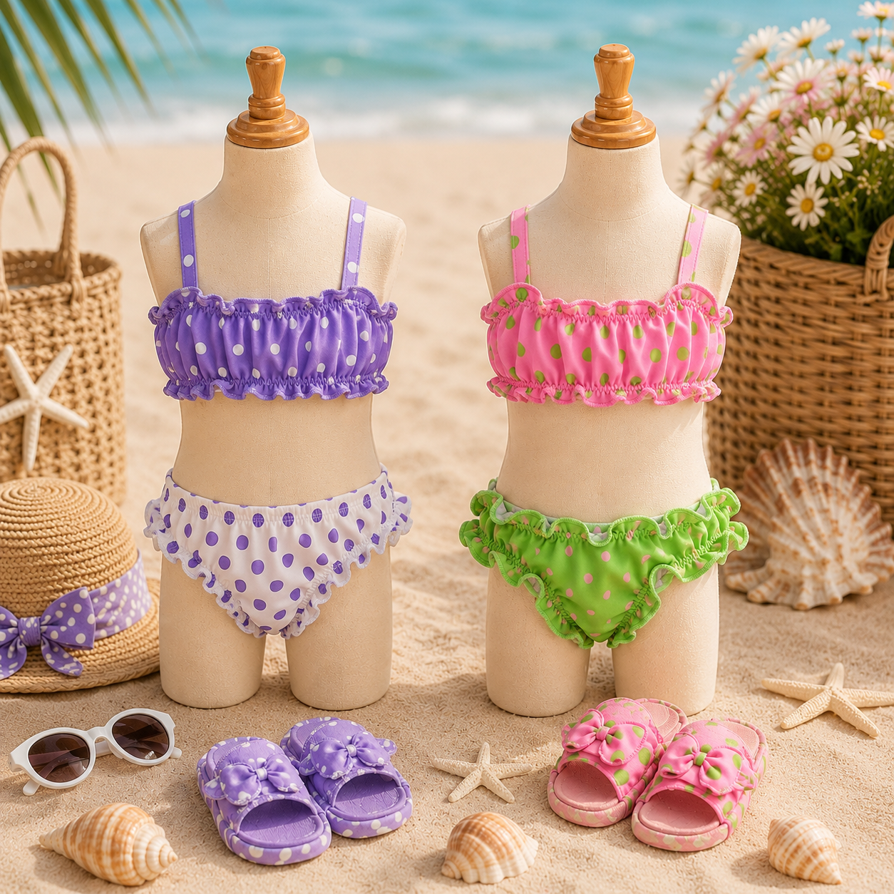 Costume Bikini Bambina Pois Volant