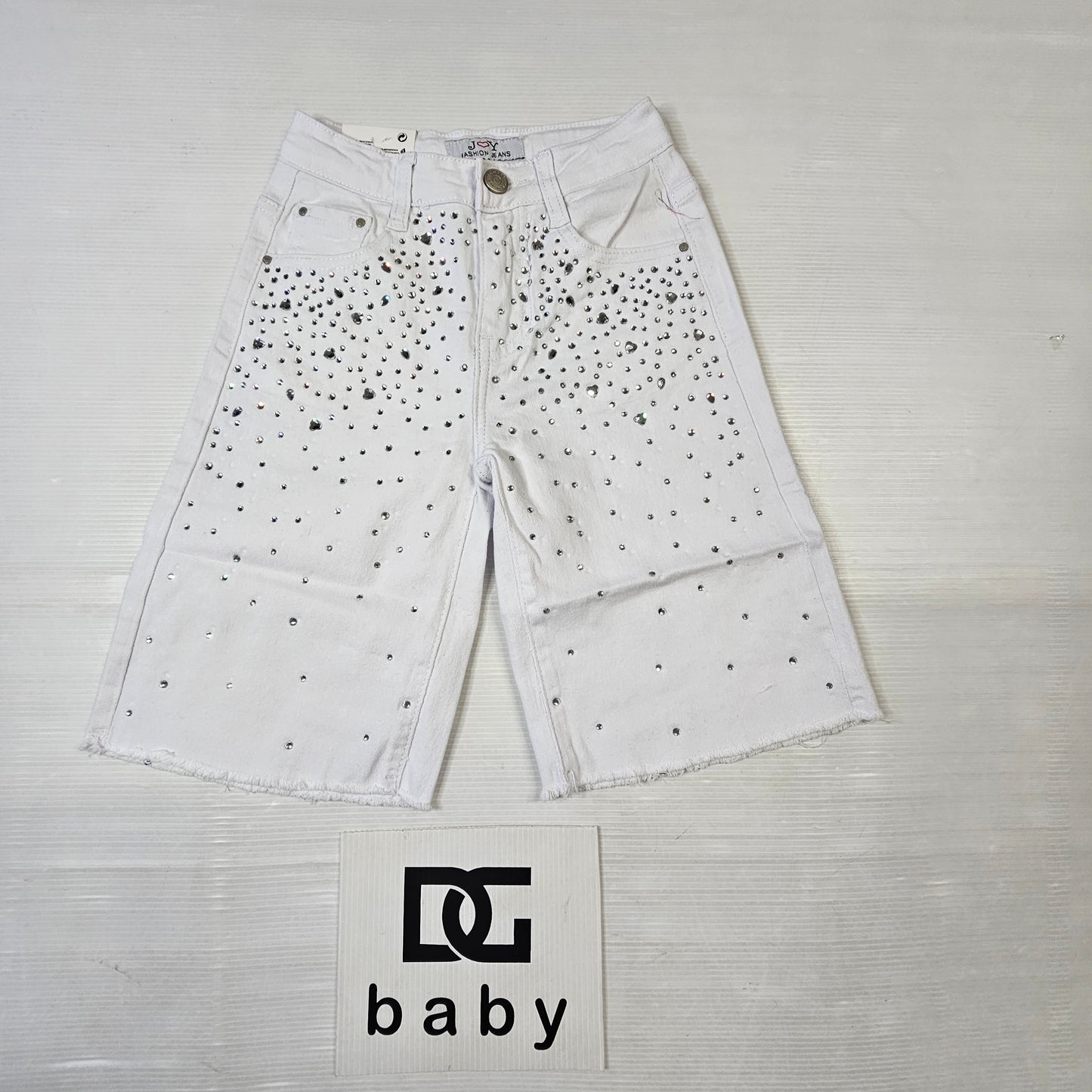 Bermuda ragazza strass white