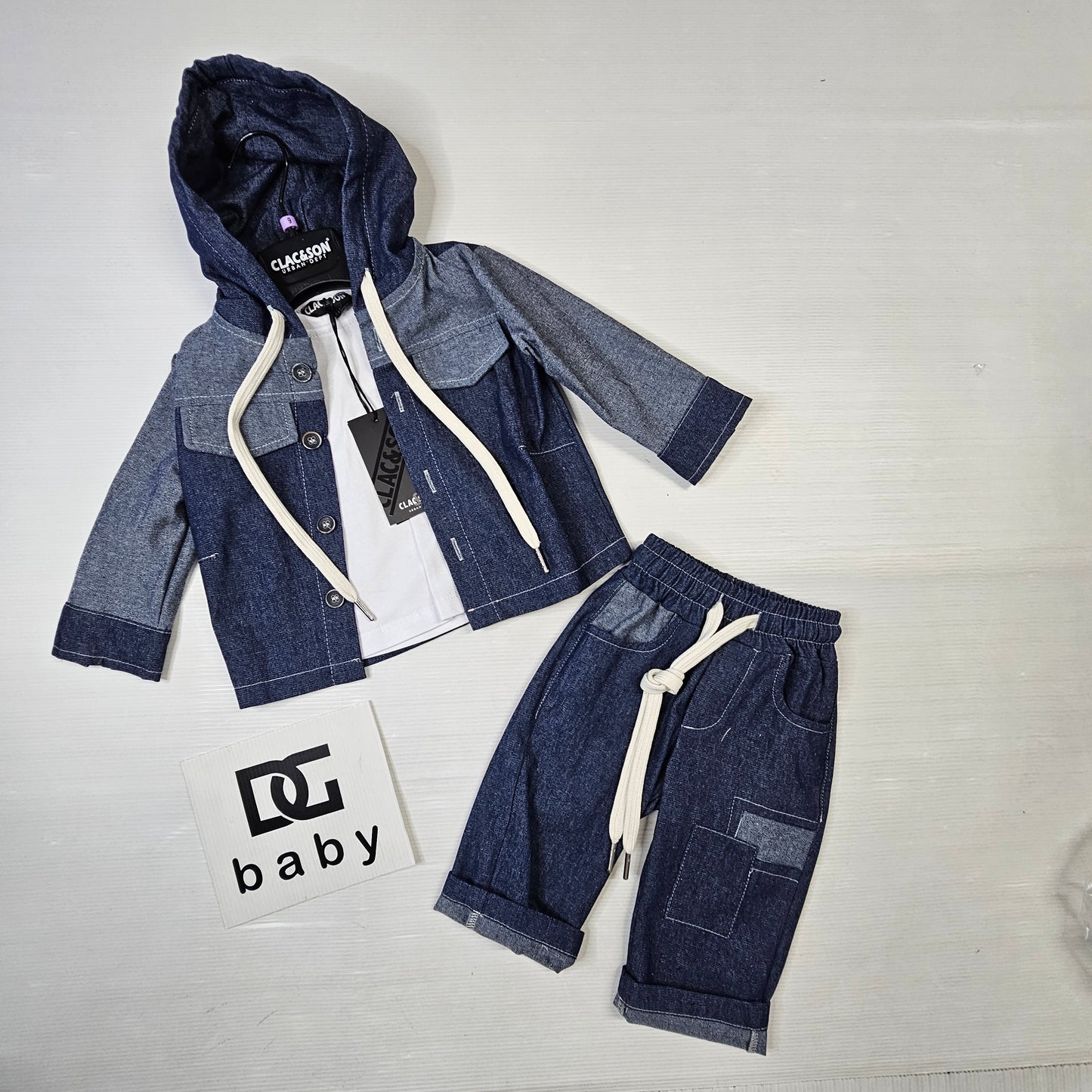 Completo neonato clacson denim