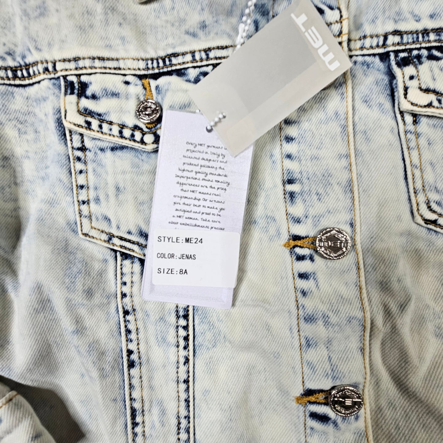 Giubbino bambina denim chiaro effetto slavato – MET