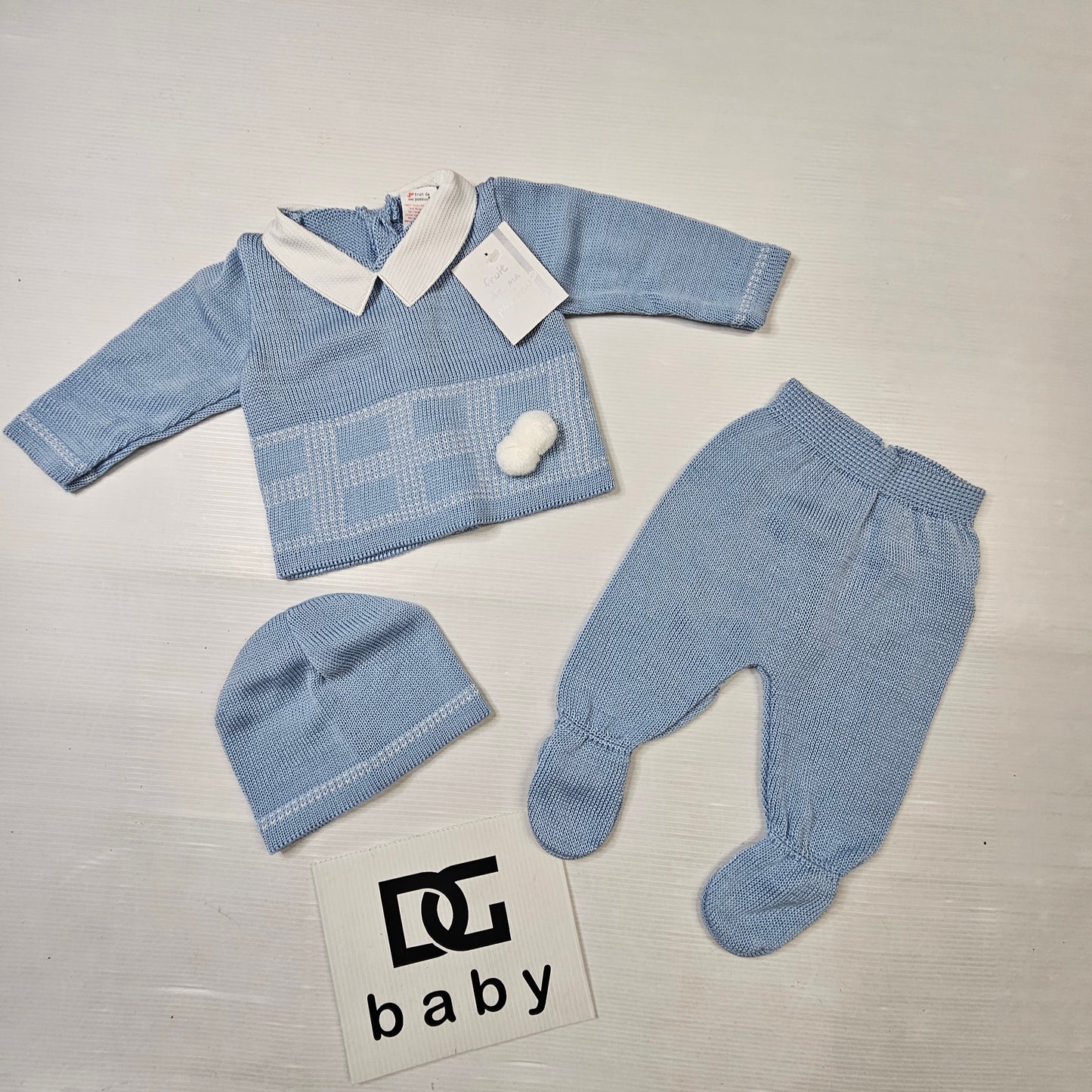 Completo Prima Nascita in Filo BOY – 3 Pezzi 🍼💙