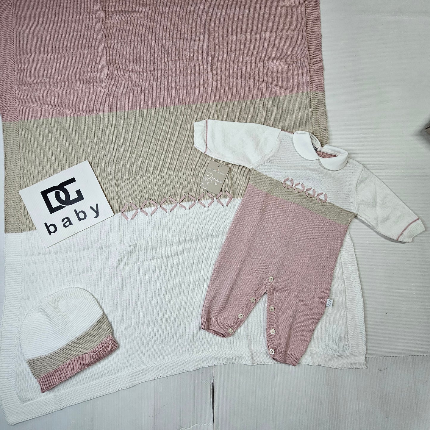 🧶 Set Nascita Smacchinato 3 Pezzi NG-3485 🧶