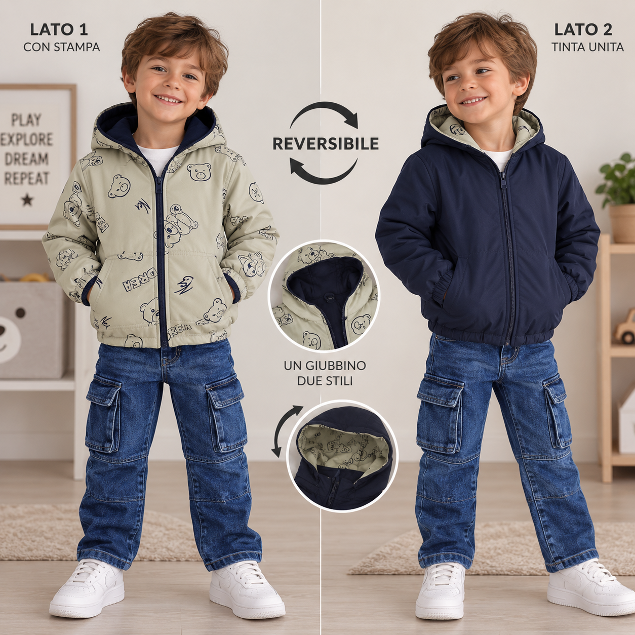 Giubbino Reversibile Bambino Dream Bear
