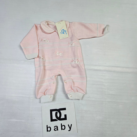 👶 Tutina neonata in maglia con ricami – Art. 29460 🌸