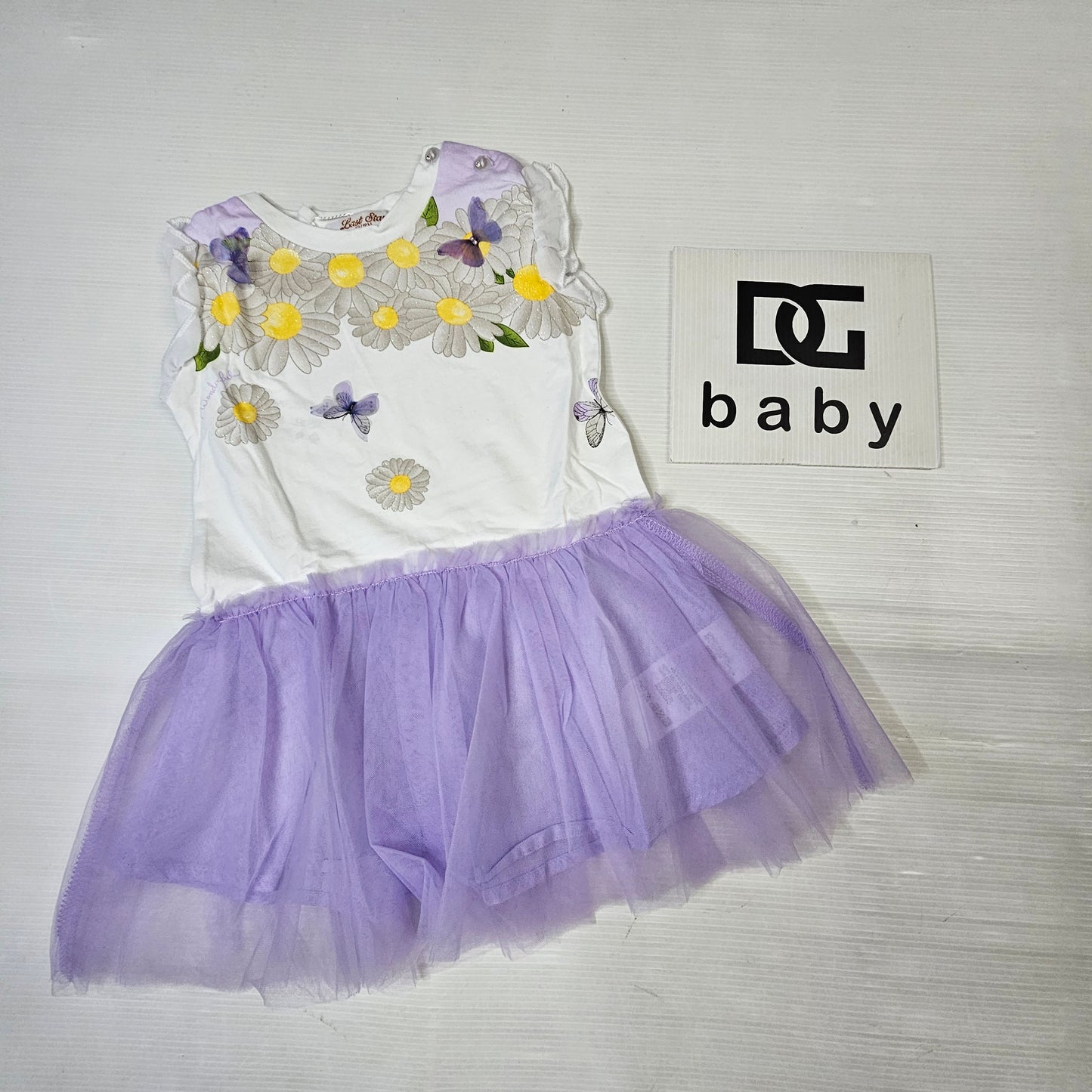 Vestitino neonato con margherite e gonna in tulle