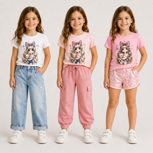 🎀 T-shirt bimba “Dolce Teddy Girl”