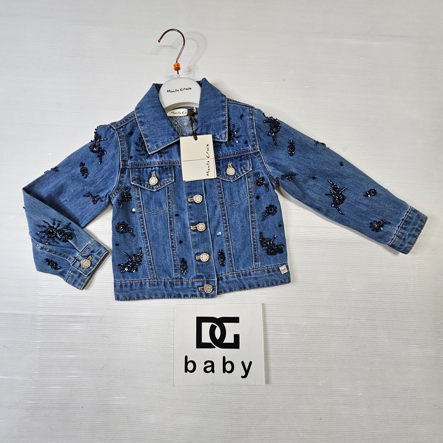 Giubbino bimba Manila Grace MB3416CS26 denim ricamato